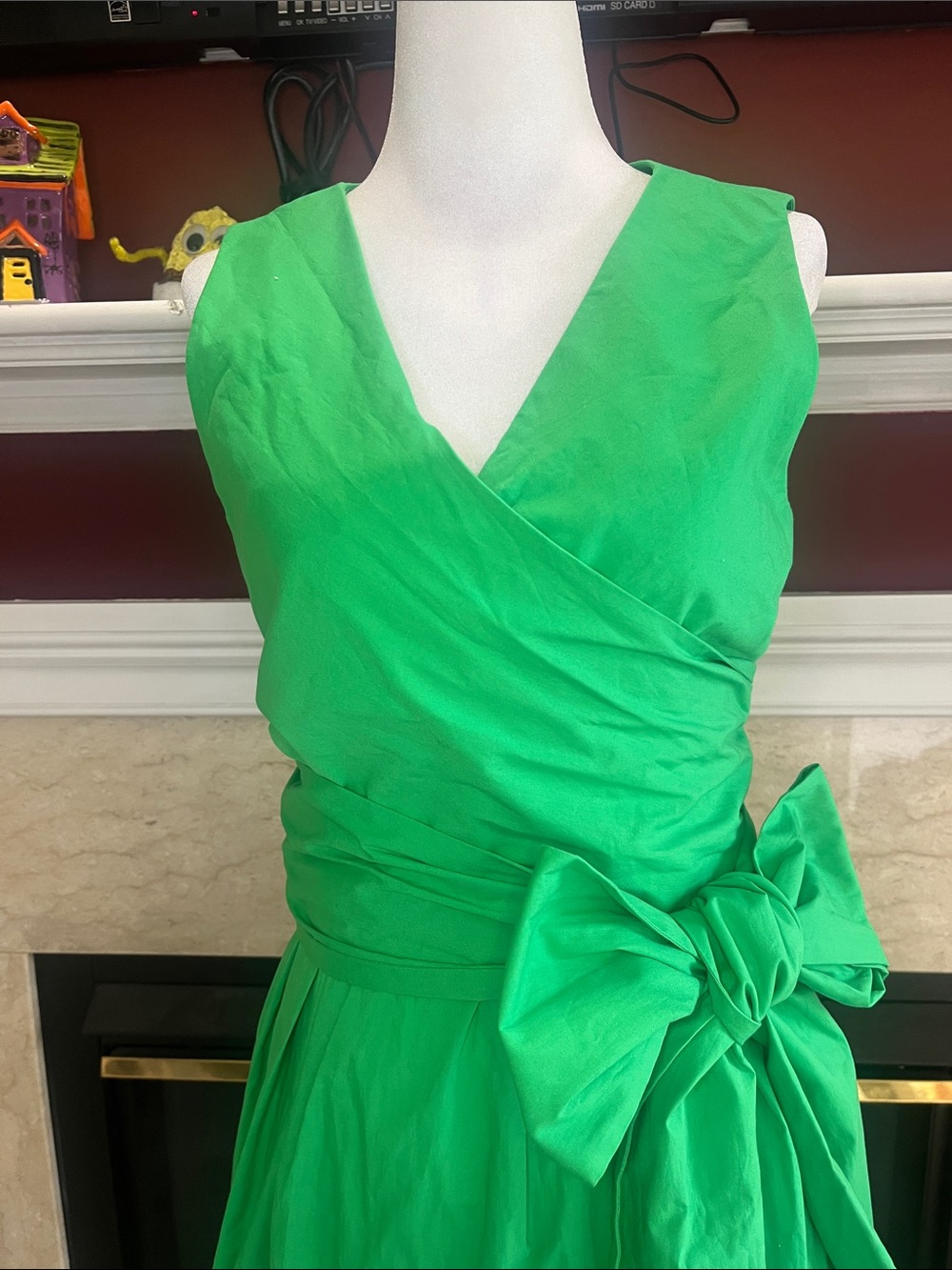 J by J Crew Green Wrap Midi Dress with Waist Bow - Picture 4 of 13